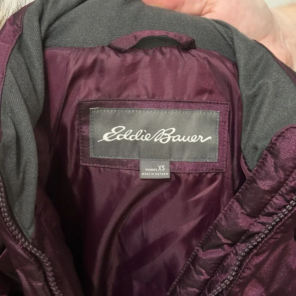 Eddie Bauer Women's Crystal Ridge Goose Down Parka Quilted Faux Fur Fuchsia XS